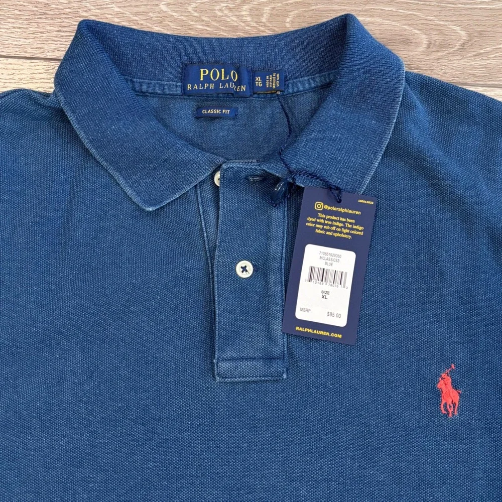 Polo Ralph Lauren Polo Shirt Mens XL Blue Indigo Classic Fit Cotton Preppy New